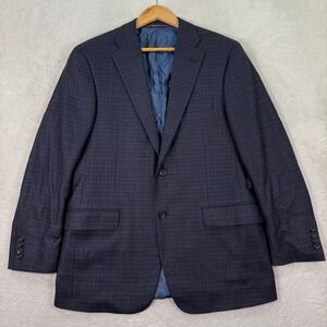 Hickey Freeman Beacon‎ Mens 40R Wool Blazer Jacket Navy Plaid Casual Preppy EUC